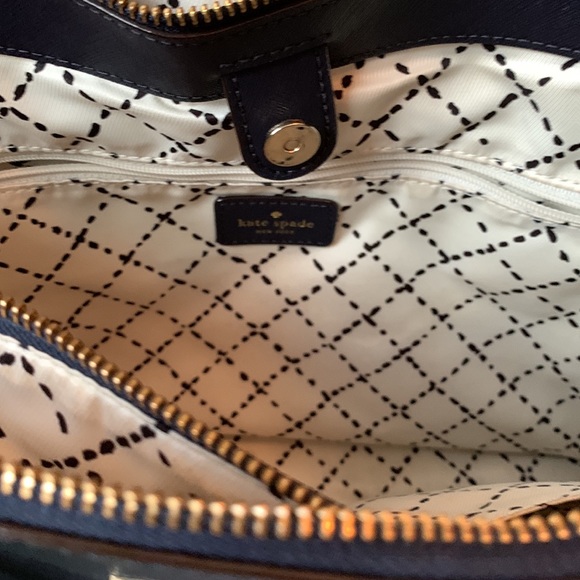 Beautiful Navy Blue Kate Spade ♠️ Crosshatch Satchel - Picture 6 of 10